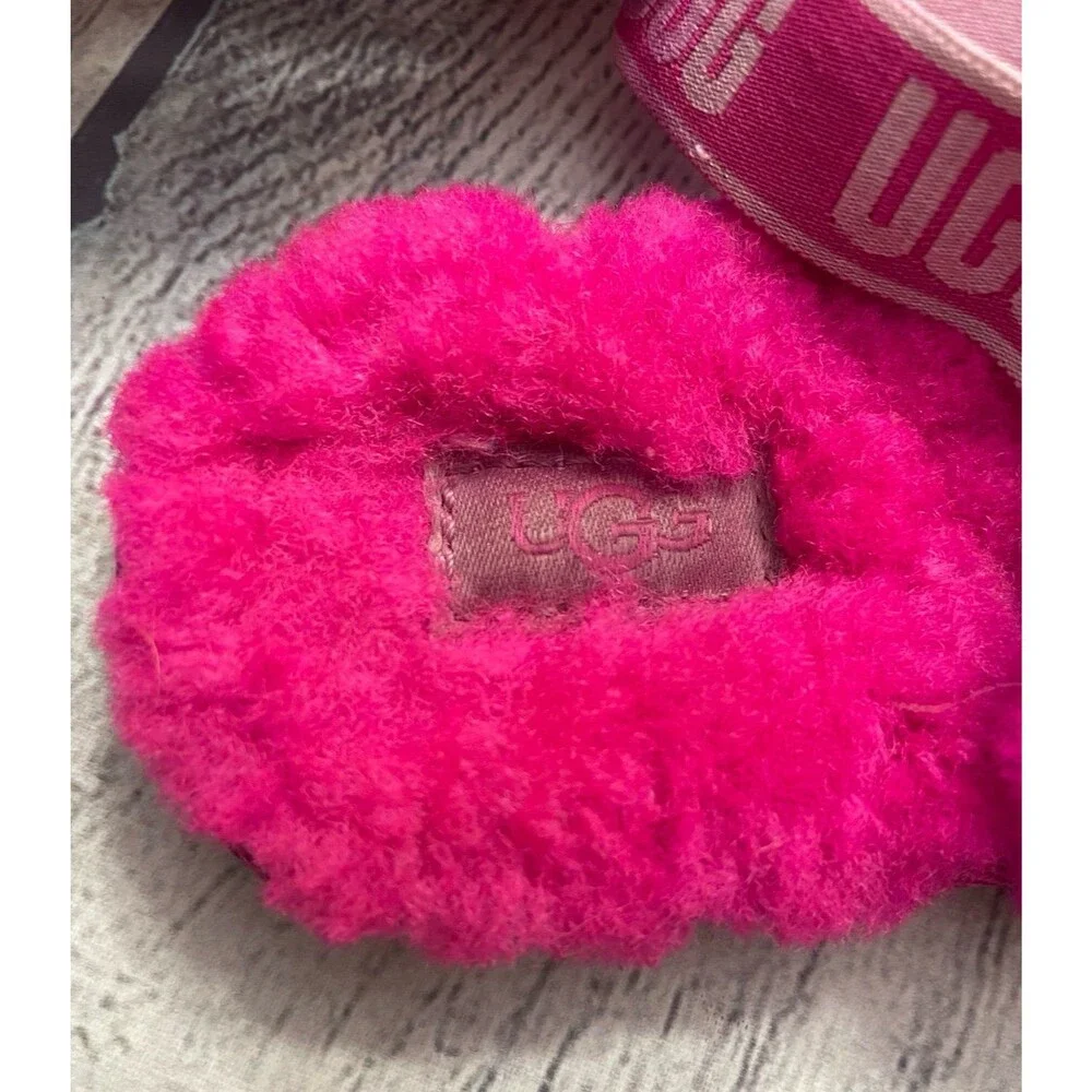 Pink Ugg Uggs Fluff Yeah Little Girl Slides Slippers Sandals Shoes, Size 11